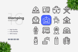 Glamping Outline Icons, an Outline Icon by Upnowgraphic