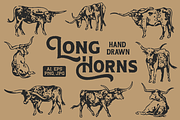 Longhorns - Western Illustration, an Animal Illustration by cmfgraphics (Thumbnail 1 of 3)