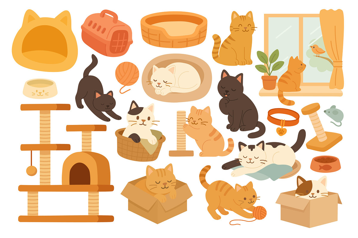 Cute Cats Clipart Set, an Animal Illustration by ananastya (Photo 2 of 3)
