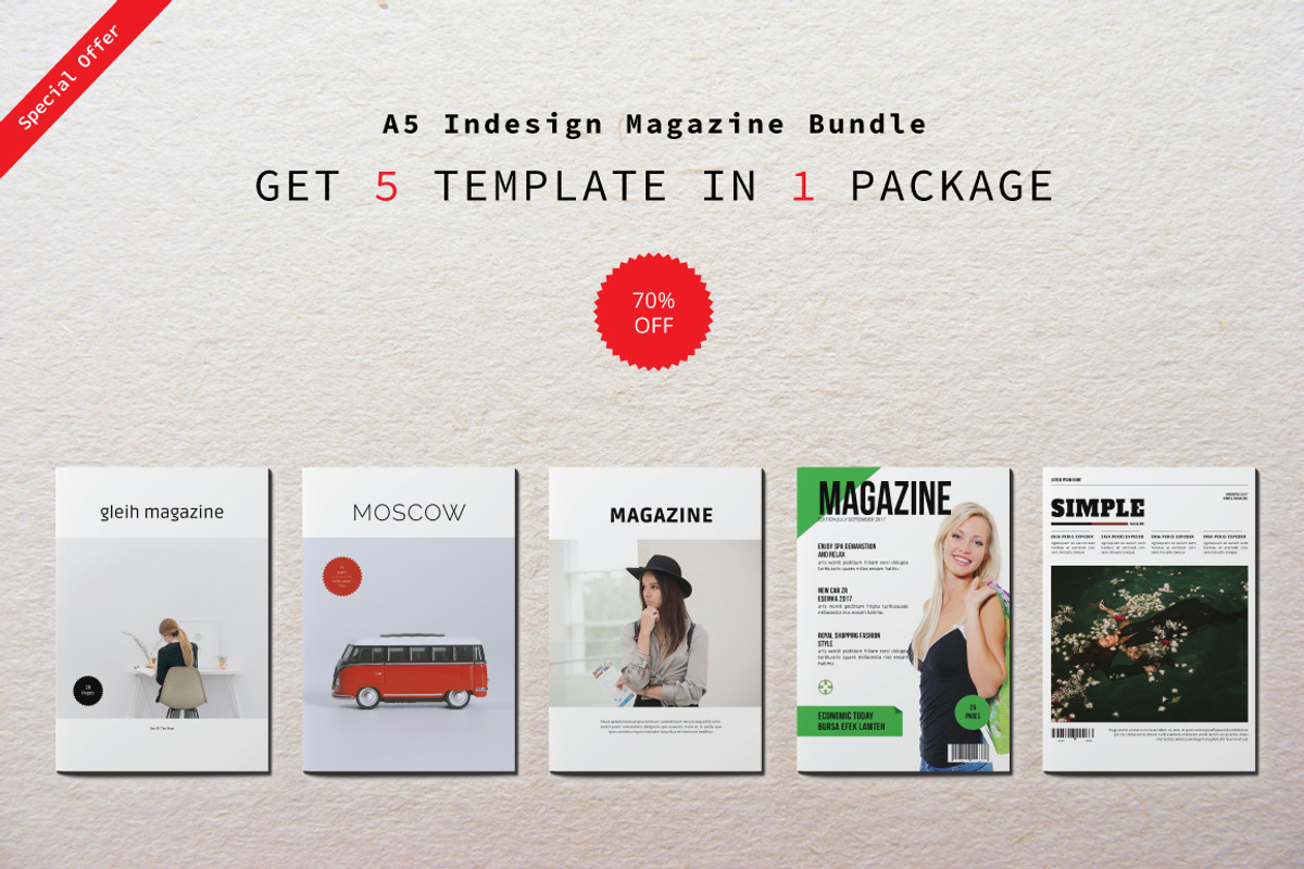 A5 Magazine Bundle Vol. 2, a Magazine Template by Alhaytar (Photo 1 of 6)
