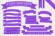 Purple Ribbon Banner Clipart, an Illustration by Amanda Ilkov (Thumbnail 1 of 4)