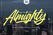 Almighty - Modern Script, a Script Font by Godzillab (Thumbnail 1 of 10)