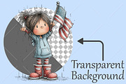 Whimsical 4th of July Girl Clipart, a Seasonal Illustration by Canvas Craft (Thumbnail 2 of 10)