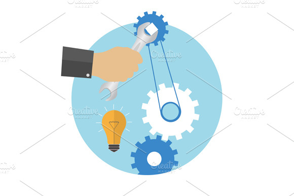 Set hand with wrench. Repair icon preview 3
