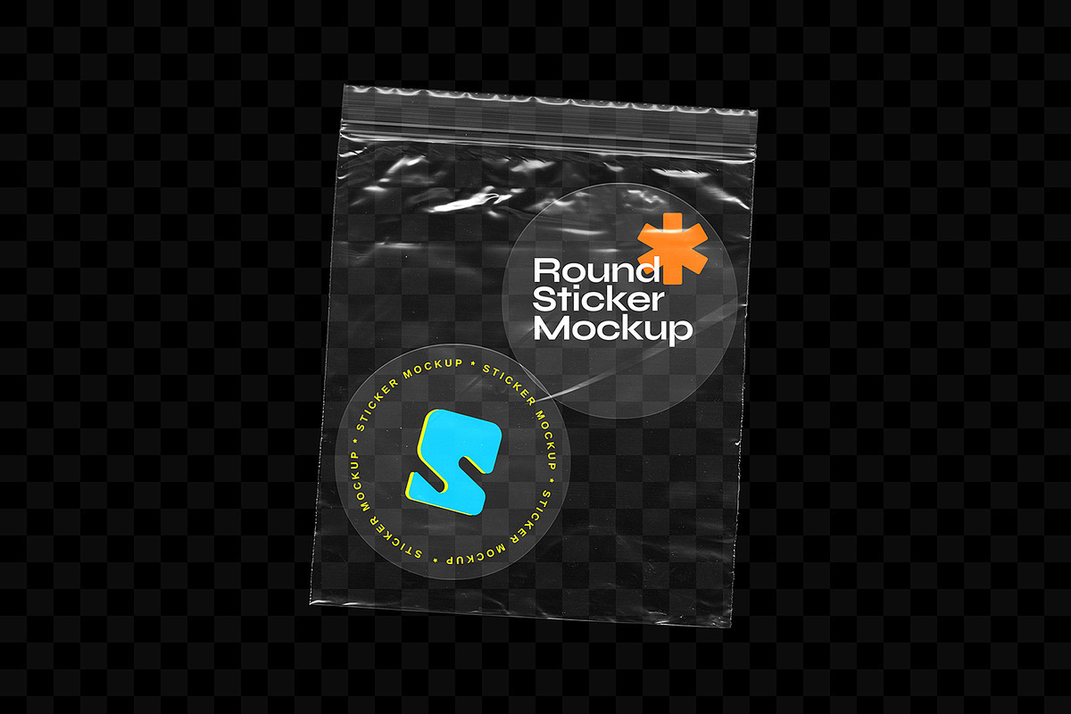 Transparent Plastic Sticker Mockups, an Advertising Mockup by MahmoudWally (Photo 5 of 5)