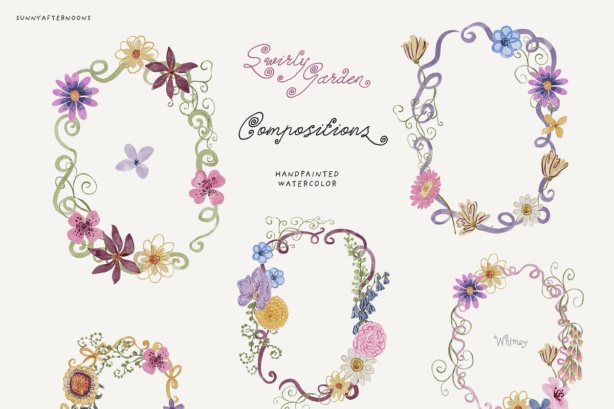 Whimsical Swirly Garden Florals, a Decorative Illustration by SunnyAfternoons (Photo 4 of 17)