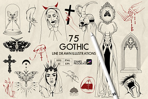 Gothic Line Art + Procreate