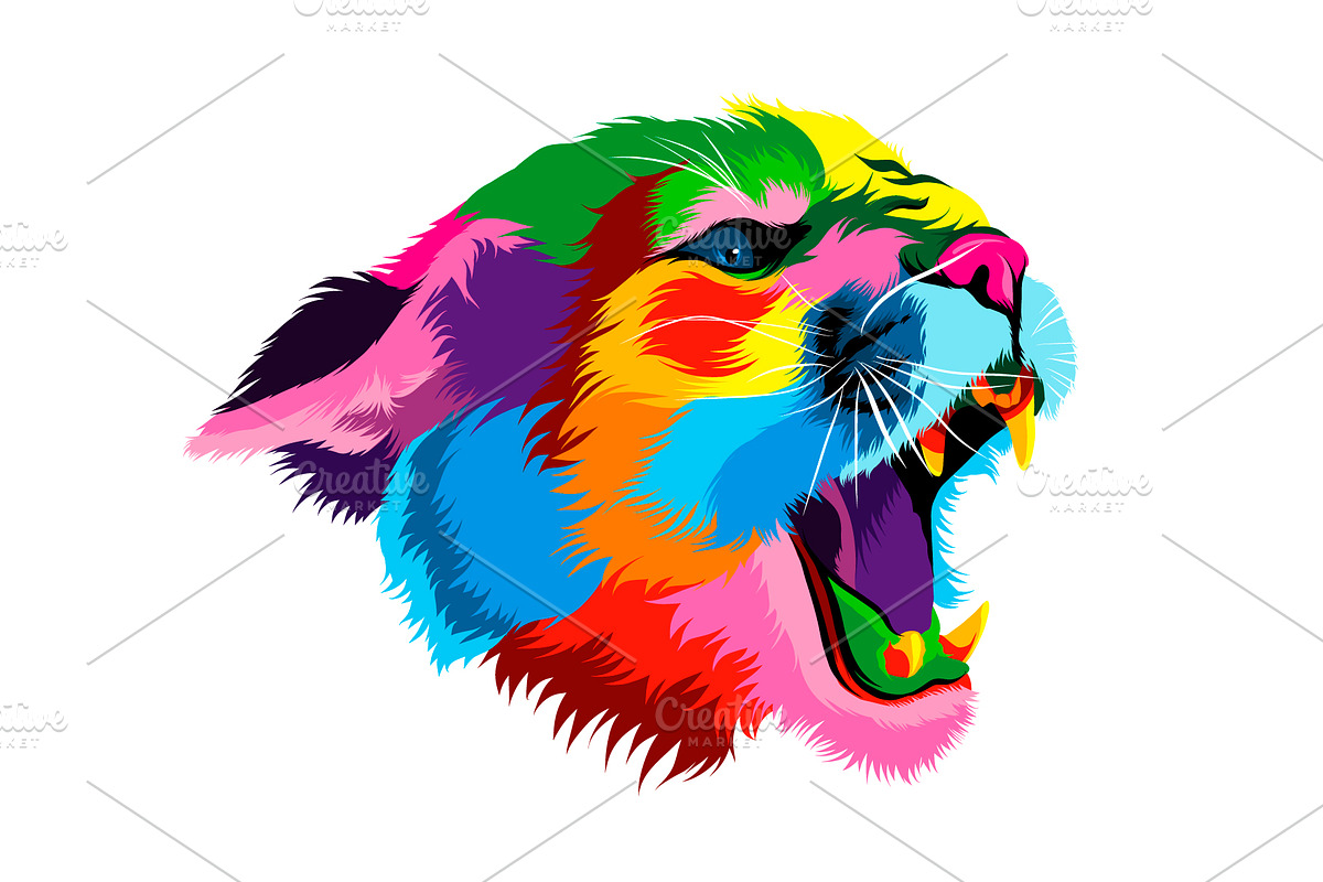 puma, cougar head portrait, an Animal Illustration by 3D Tai