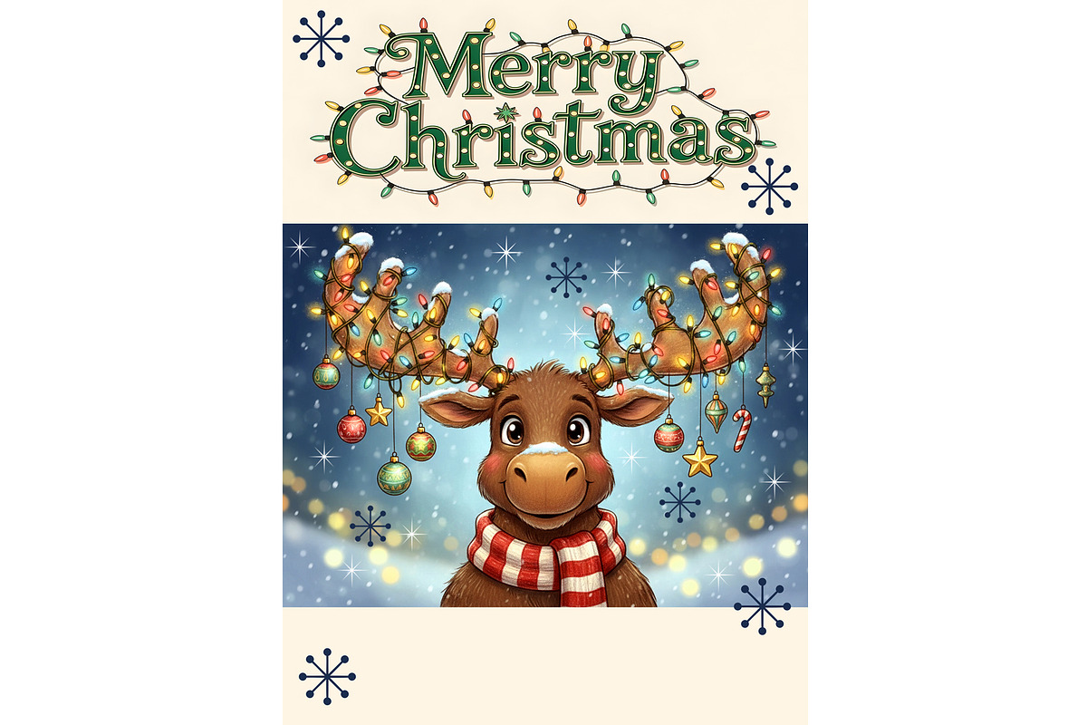 Moose Christmas Card, an Animal Illustration by Sharon Schwalbe (Photo 1 of 3)