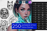 250 Japanese Tattoo Procreate Stamps, a Brush Add-On by Selentaori Studio (Thumbnail 1 of 11)