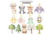 Forest Birthday Watercolor Clipart, an Illustration by CharmClipart (Thumbnail 3 of 8)