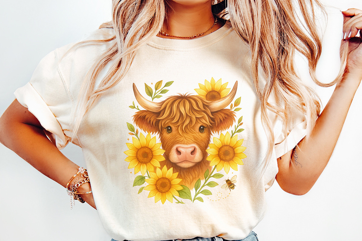 Highland Cow With Sunflowers PNG, an Illustration by SharpMarketplace (Photo 2 of 9)