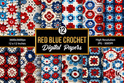 Red Blue Square Crochet Patterns, a Pattern Graphic by Creative Store (Thumbnail 1 of 5)