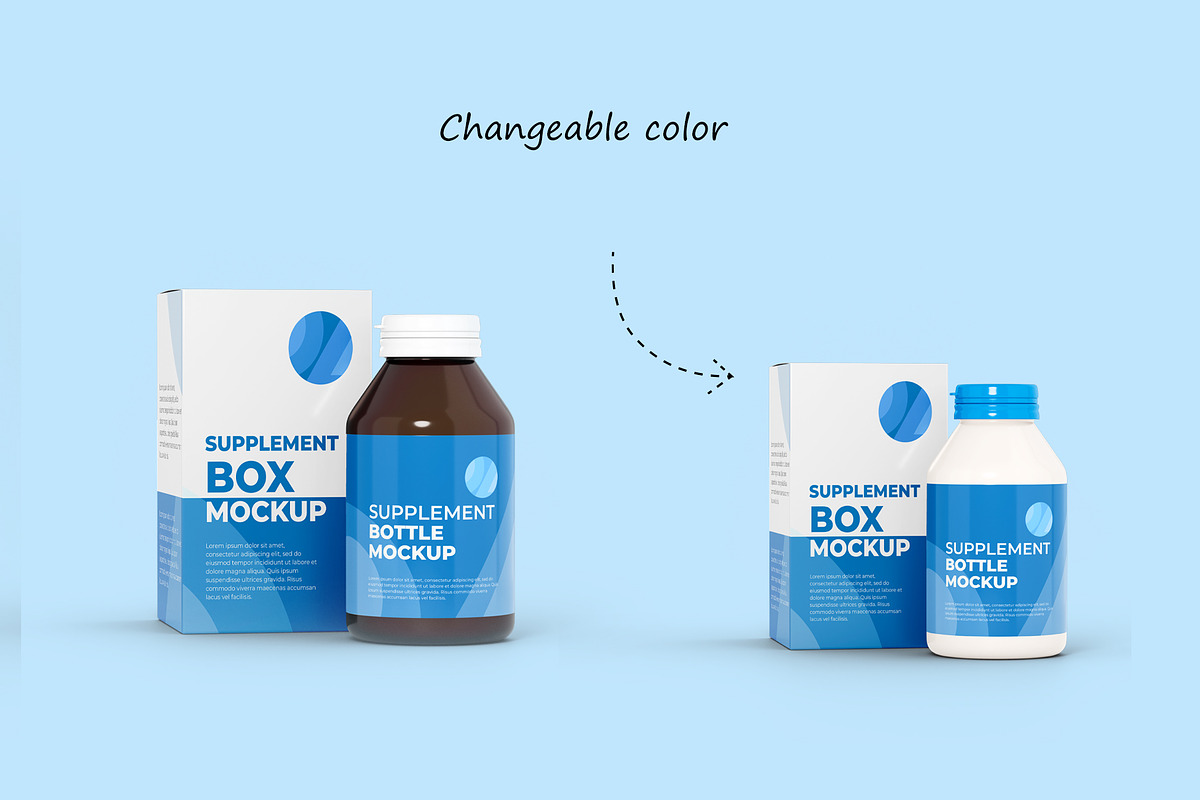 Supplement bottle and box set mockup, a Packaging Mockup by Adstart (Photo 2 of 4)