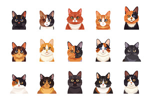 Adorable Cat Breeds Portrait Set