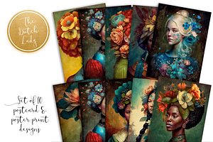 World Women Postcard Art Print Set