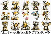 Watercolor Animals With Flowers, a Seasonal Illustration by Canvas Craft (Thumbnail 4 of 6)