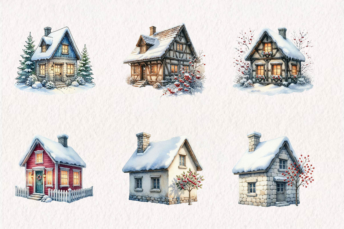 Little Town Winter Compositions PNG, a Seasonal Illustration by CreationArt (Photo 2 of 7)