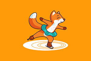 Funny Fox, Sport Character Cartoon