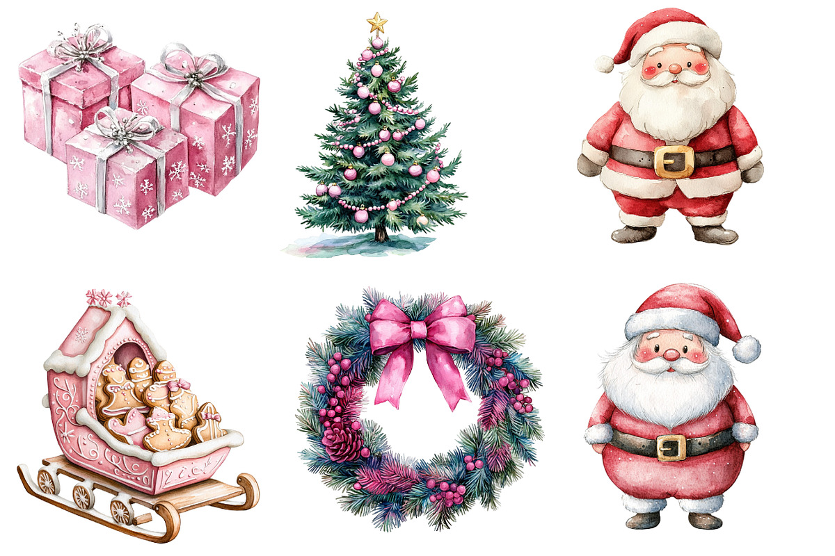 pink Christmas Winter Clipar, an Illustration by Designworld (Photo 2 of 6)