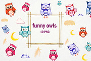 Funny owls,sublimation printing,PNG, an Illustration by ElliaArt (Thumbnail 1 of 8)