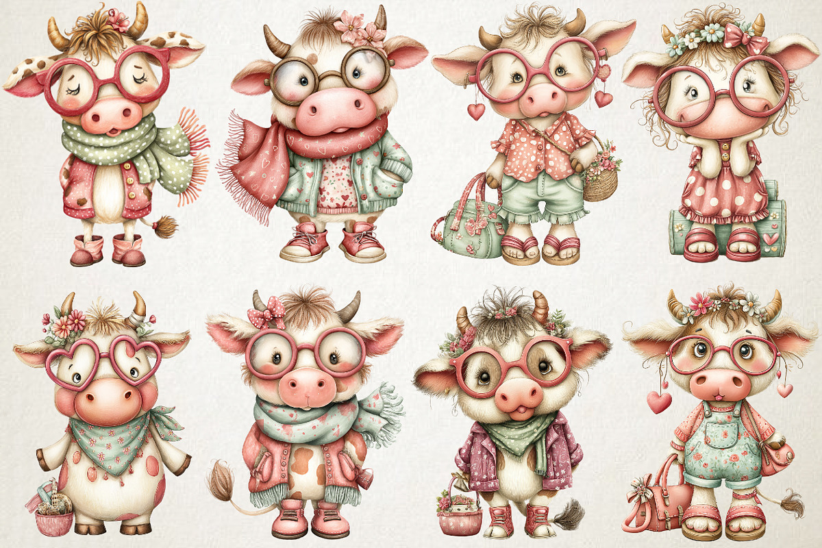 Quirky Cow Mama Sunglasses PNG, an Animal Illustration by RobertsArt (Photo 4 of 5)