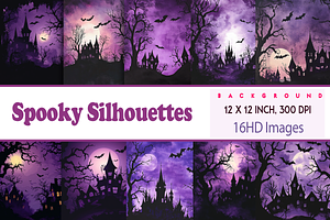 Spooky Silhouettes, a Background Graphic by Printable Treasure