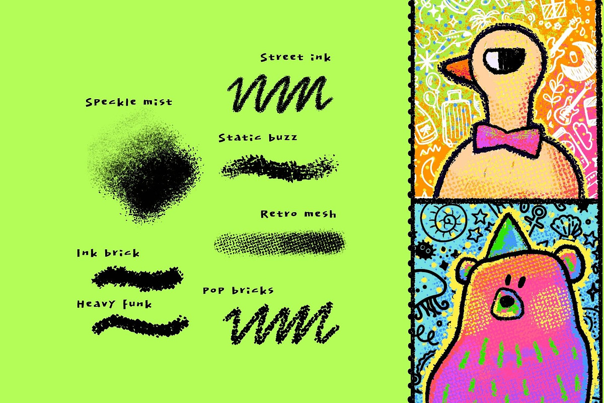 Funky Pop Grunge Procreate Brushes, a Brush Add-On by ProcreateiBox (Photo 7 of 8)