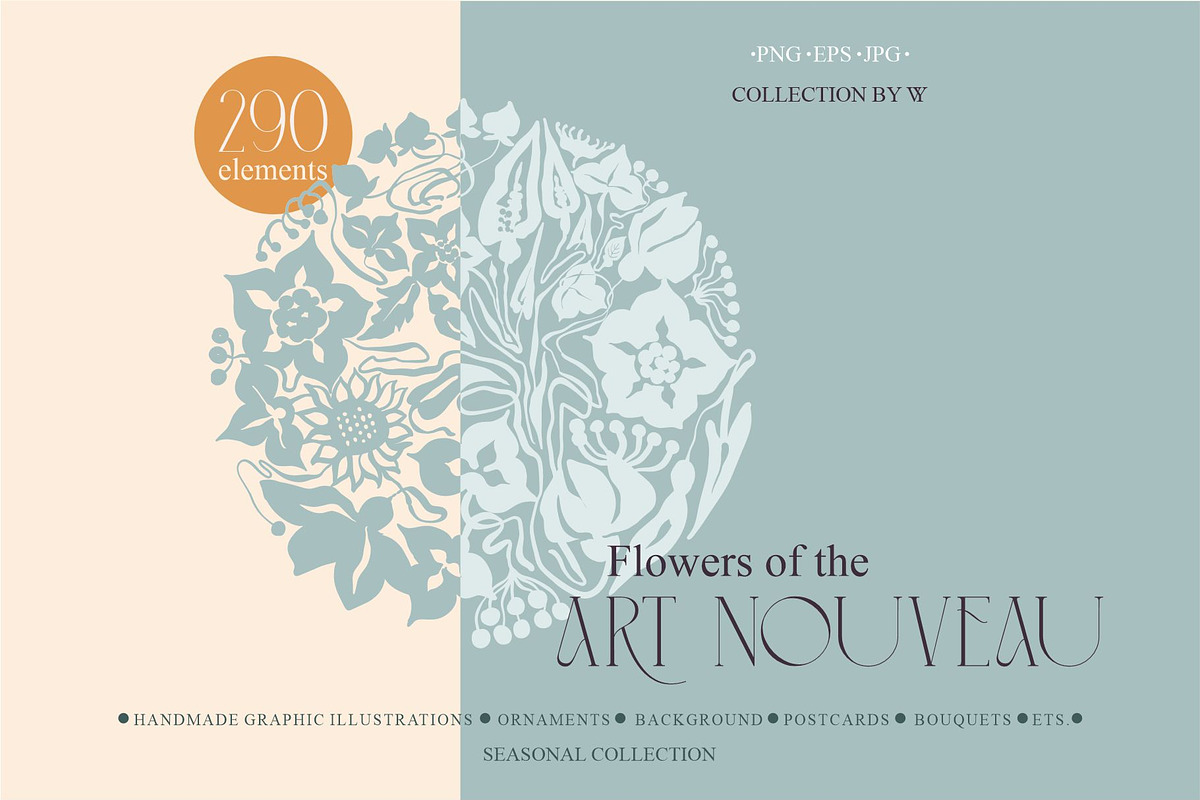 Flowers of the Art Nouveau, a Pattern Graphic by Collection by VY (Photo 1 of 17)