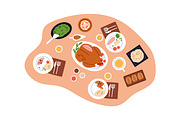 Food, dishes on tables, top view set, a Food Illustration by Good Studio (Thumbnail 3 of 7)