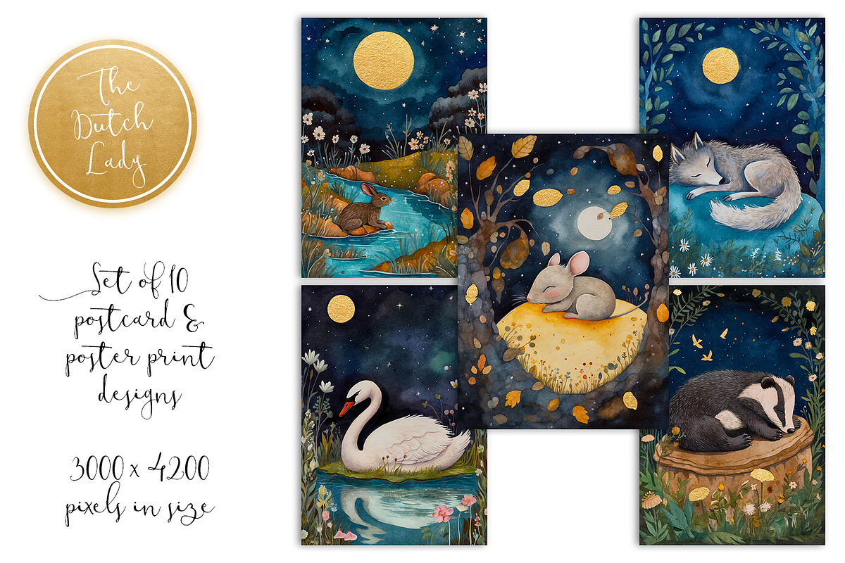 Sleeping Animals Postcards & Prints, an Animal Illustration by The Dutch Lady Designs (Photo 4 of 4)
