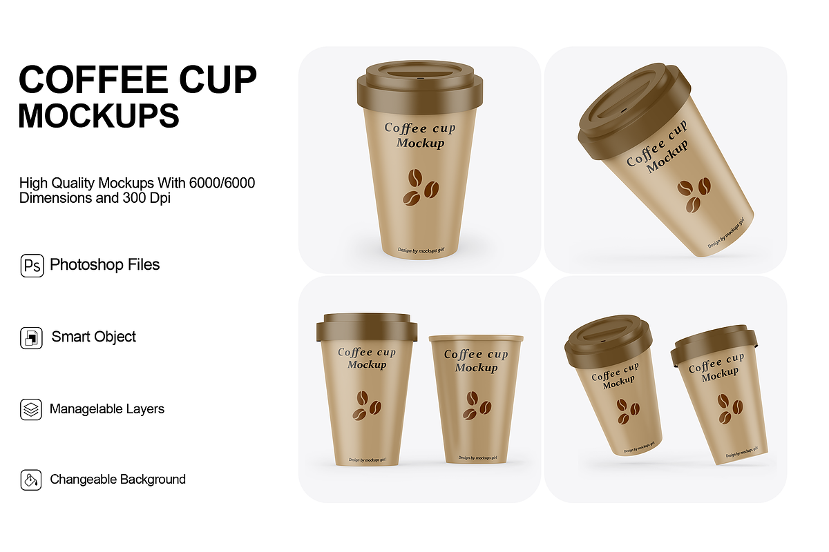 Coffee Cup Mockups, a Cups & Container Mockup by Mockups Girl (Photo 1 of 5)