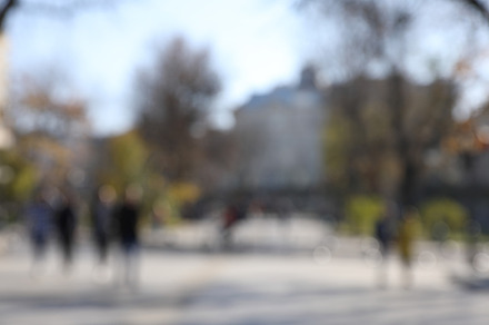 Blurred photo of city in amazing autumn day, a Holiday Photo by AtlasStudio