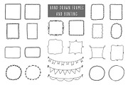 Hand-Drawn Vector frames and bunting, a Decorative Illustration by aivos (Thumbnail 1 of 4)