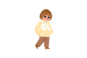 Smiling child walking in warm winter, an Illustration by pikepicture