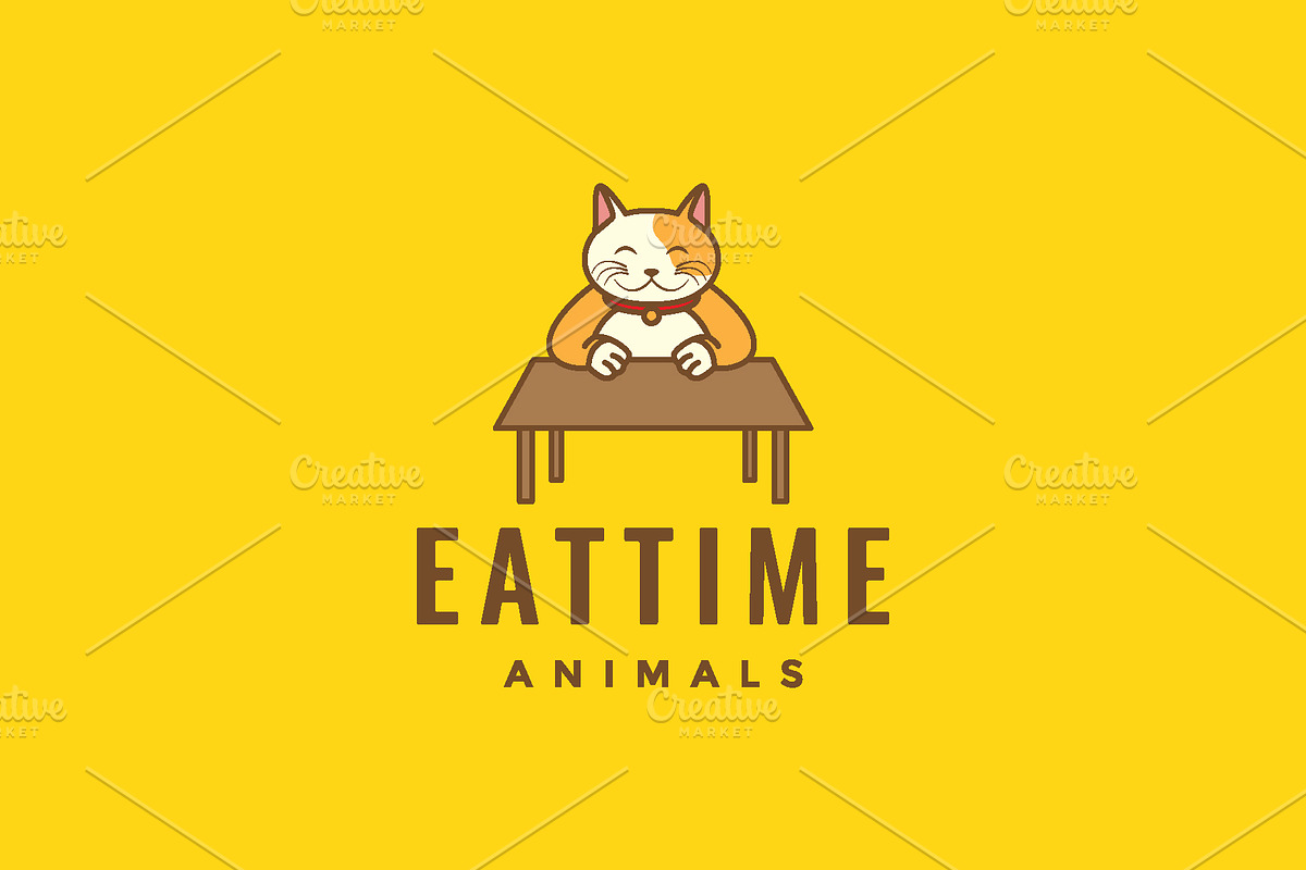 pets cat kitten fat eat table logo, a Branding & Logo Template by devastd