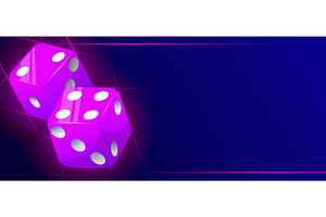 Banner with neon dice for casino, an Object Illustration by Vectorbuum