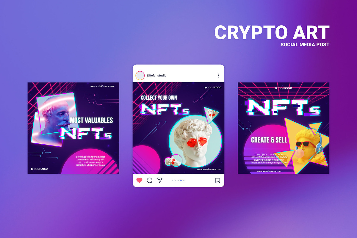 Crypto Art Social Media Post, a Social Media Template by itefan Studio (Photo 3 of 4)