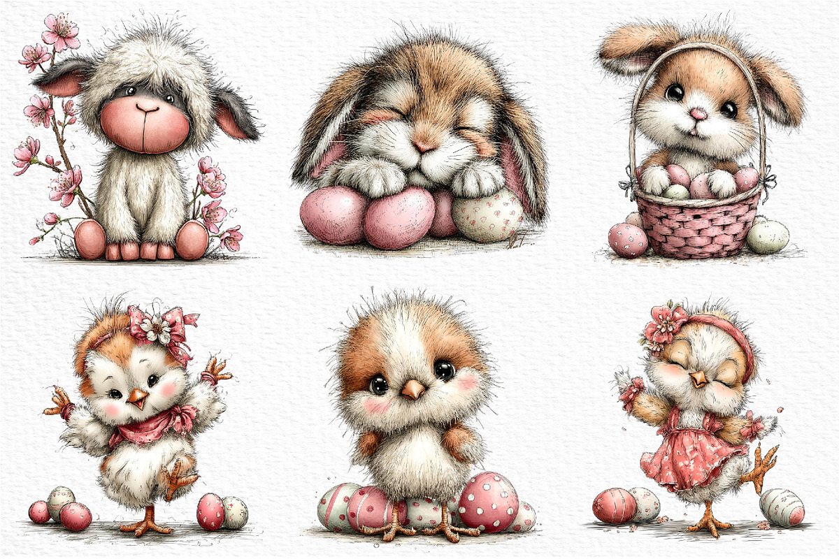 Whimsical Easter Animals Clipart PNG, an Illustration by Craft Nest (Photo 5 of 11)