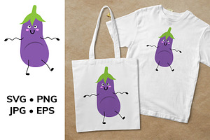 Eggplant cartoon cute happy smiling