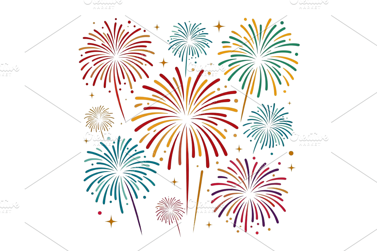 New year Fireworks Clipart, a Seasonal Illustration by Creative design (Photo 2 of 7)