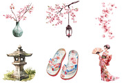 Watercolor Japanese Summer Clipart, an Illustration by Designking (Thumbnail 5 of 5)