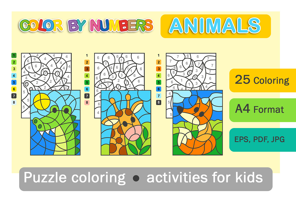 Color by Numbers. Animals, an Animal Illustration by Nataliia Toporovska (Photo 1 of 3)