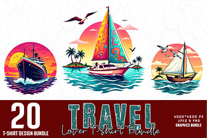 Travel Lover T-shirt Design Bundle, an Illustration by Sofia's Fashion