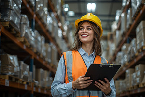 Worker holding clipboard, an Illustration by wavebreak