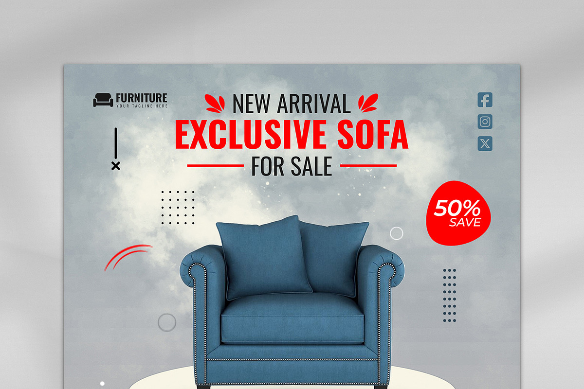 Furniture Social Media Banner Design, a Marketing Template by Photoshop Action (Photo 9 of 26)