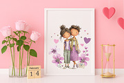 Quirky Valentine Couple Clipart, an Illustration by Canvas Craft (Thumbnail 5 of 6)