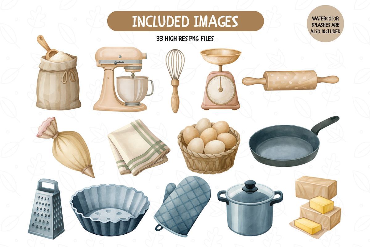 Neutral Baking Watercolor Clipart, an Illustration by TatiMockup (Photo 2 of 4)
