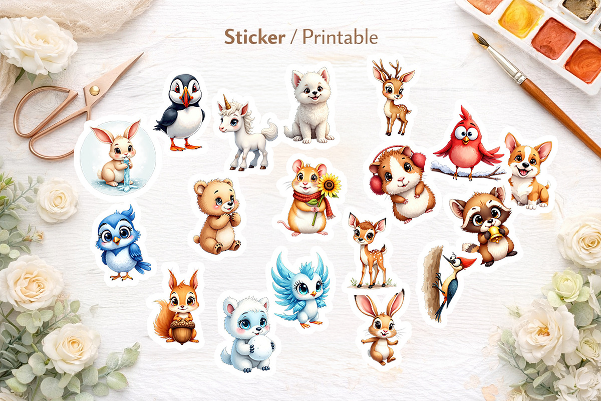 Watercolor Winter Animal Clipart, an Animal Illustration by Artnoy (Photo 6 of 8)