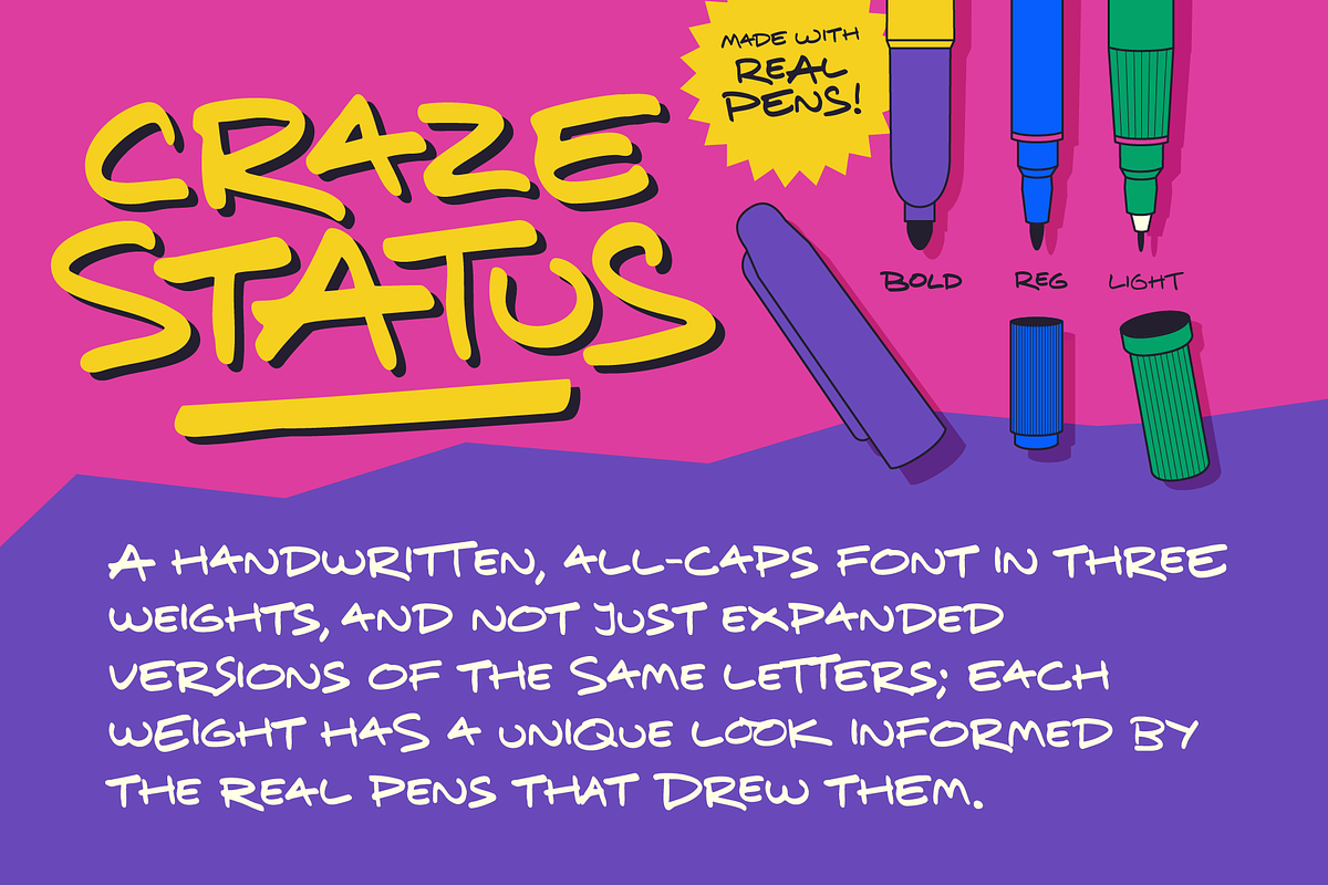 Craze Status: All Caps Comic Font, a Font by Wingsart Studio (Photo 2 of 13)